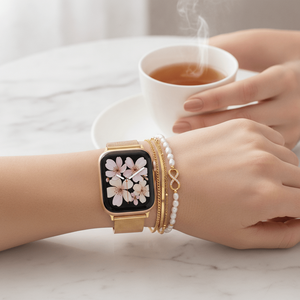Illustration pour l'article : Bracelets femme multi-rangs pour Apple Watch : avantages et styles au printemps 2024