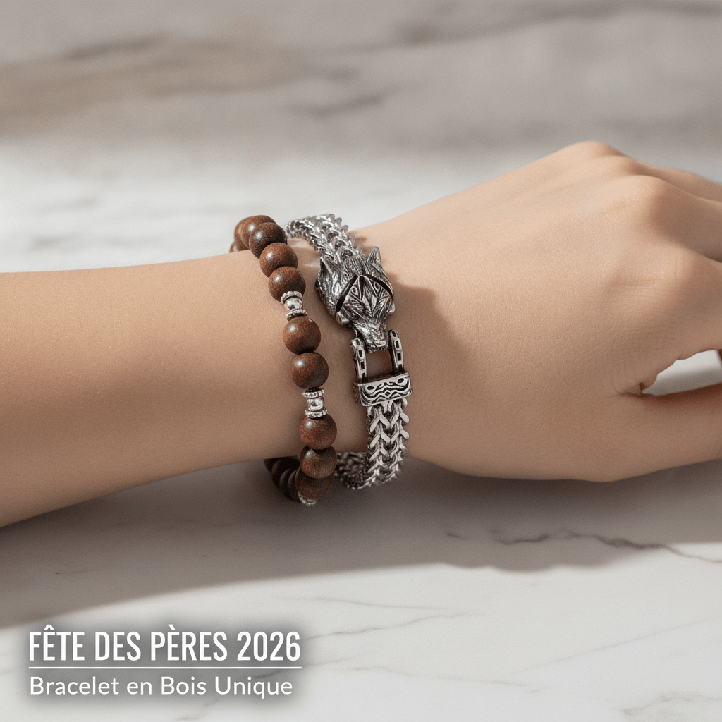 Illustration pour l'article : Fête des Pères 2026 : offrez un bracelet en bois pour homme unique
