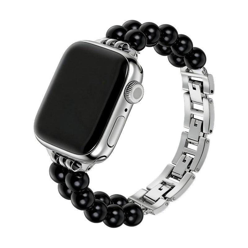 Apple Watch Armband aus Natursteinen, Glieder aus Metalllegierung, Clipverschluss, elegantes Accessoire für Smartwatches, Modell Spedzire