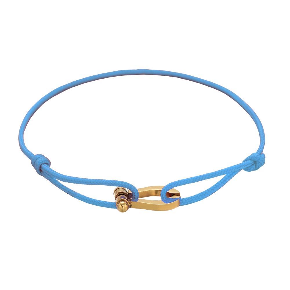 Verstellbares Armband aus Nylonband, Hufeisen-Motiv aus Edelstahl, Modell Ulrich