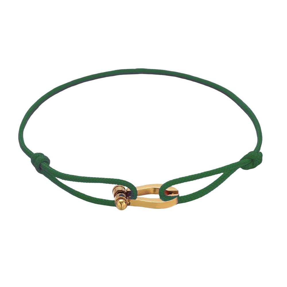 Verstellbares Armband aus Nylonband, Hufeisen-Motiv aus Edelstahl, Modell Ulrich
