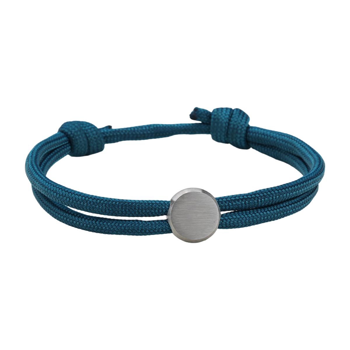 Bracelet Cordon Ajustable, Médaillon Acier Inoxydable, Bijou Personnalisable, Gravure Offerte, Cadeau Unique, modèle Marsin