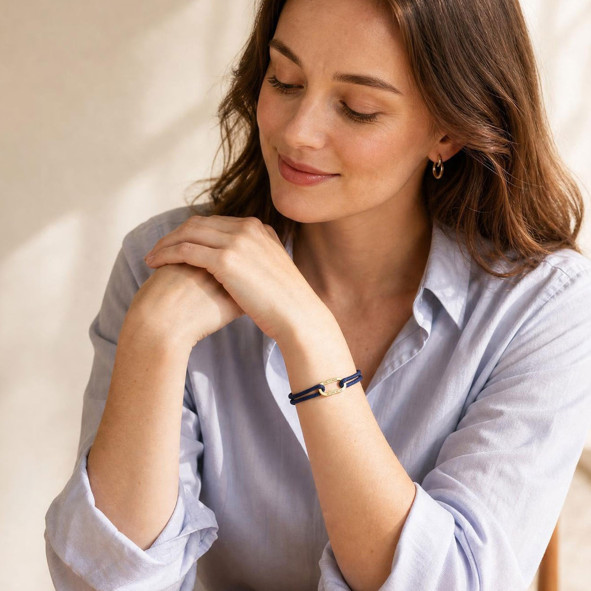 Bracelet cordon tressé ajustable, boucle acier inoxydable personnalisable, modèle Milor