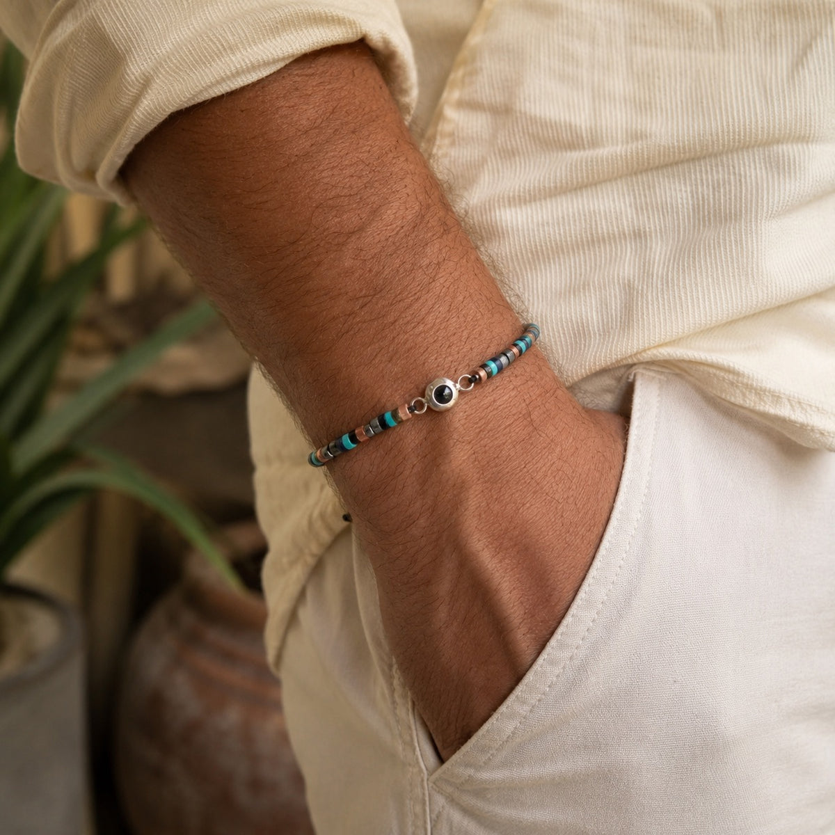 Bracelet photo personnalisé, en pierres heishi naturelles, cadeau émotion, modèle Aïsha