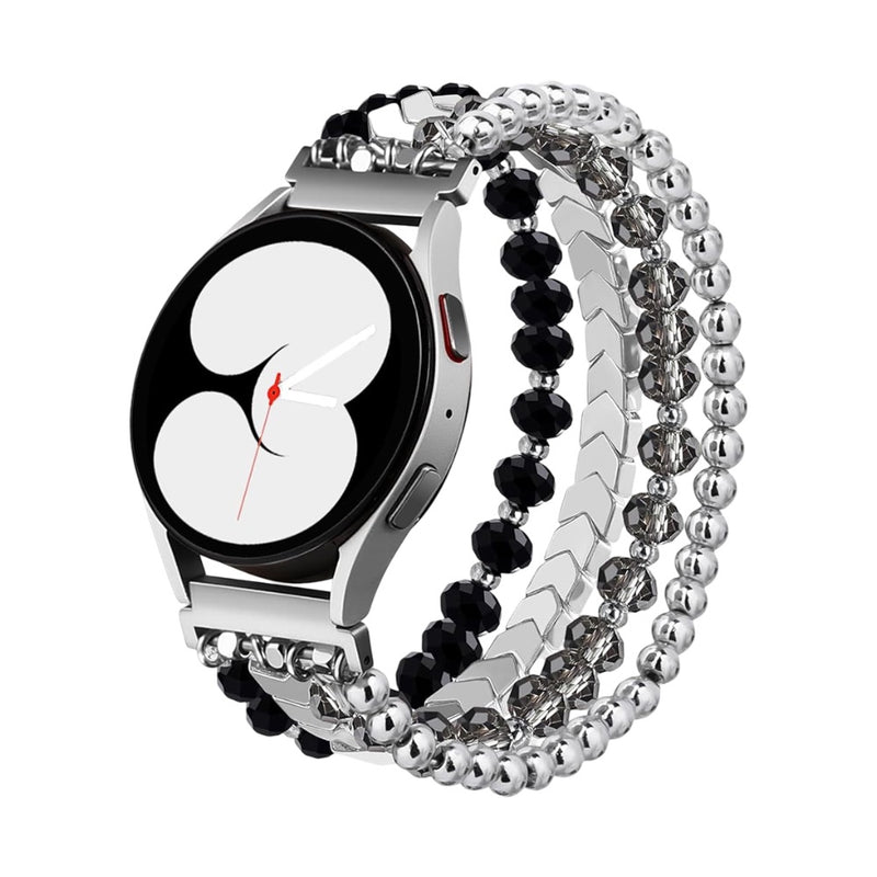 Bracelet de montre connectée multi-rangs, perles facettées et maille chevron, modèle Lévana