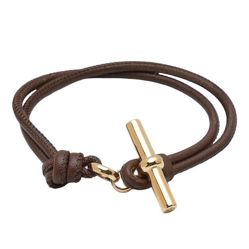 Bracelet cordon double tour, fermoir toggle doré en acier inoxydable, matière souple, bijou chic et raffiné, modèle Baléra