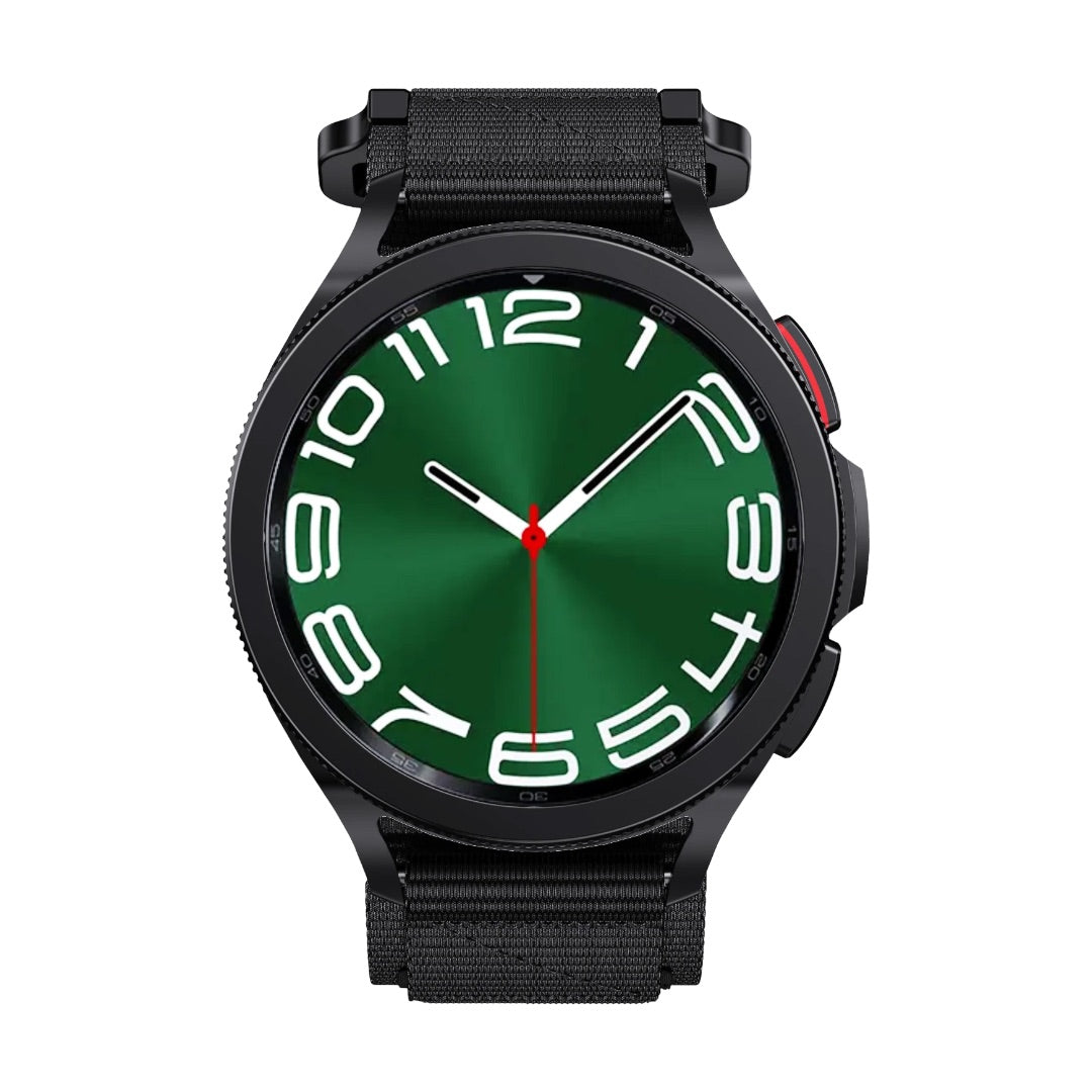 Bracelet montre Garmin noir en nylon ultra solide, boucle rapide, style sport et outdoor, réglable.