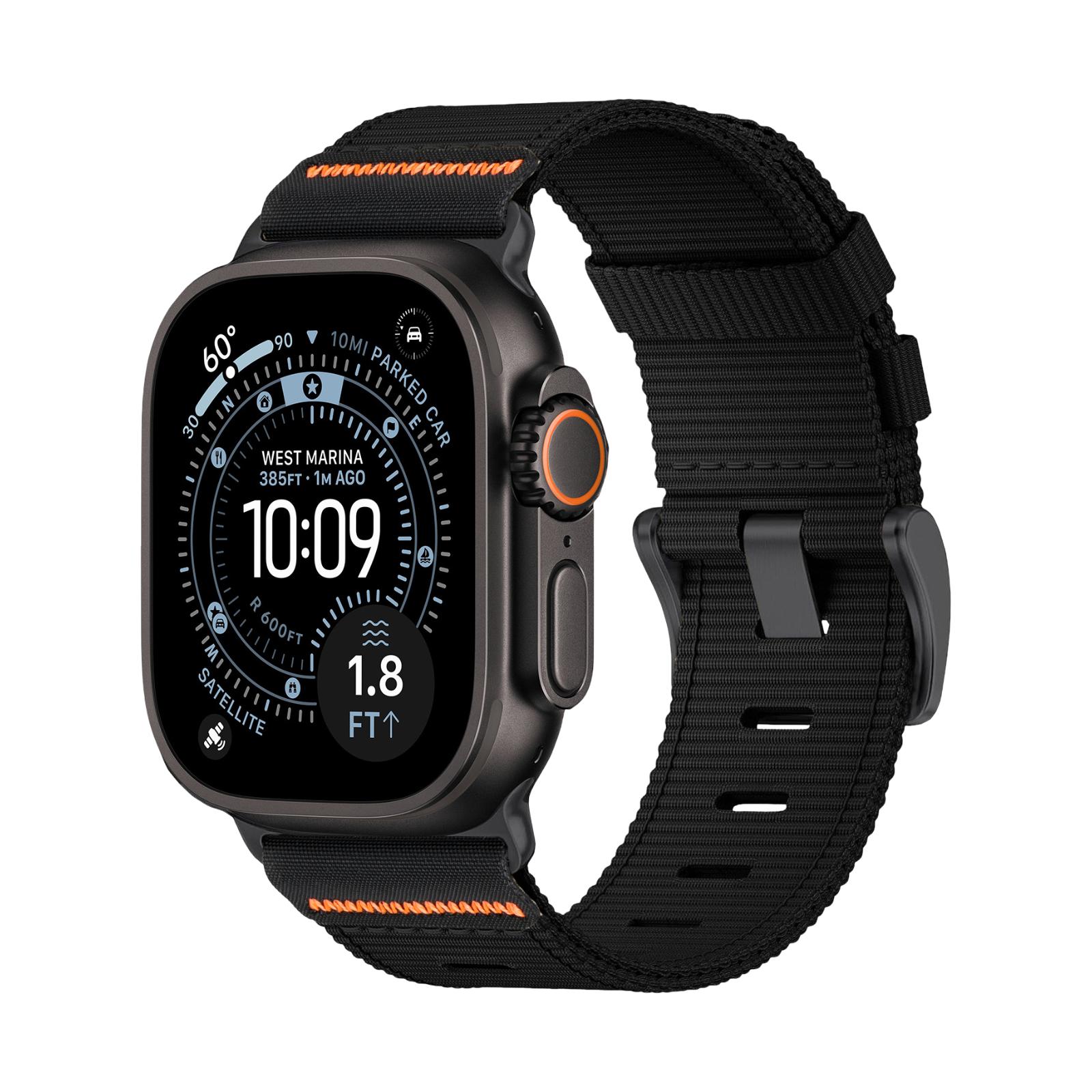 Militärisches Nylon-Armband für Apple Watch, robustes Uhrenarmband für Herren, widerstandsfähiges Ersatzband, Accessoire für Extremsport, taktisches Armband mit Dornschließe, Modell Belgrade