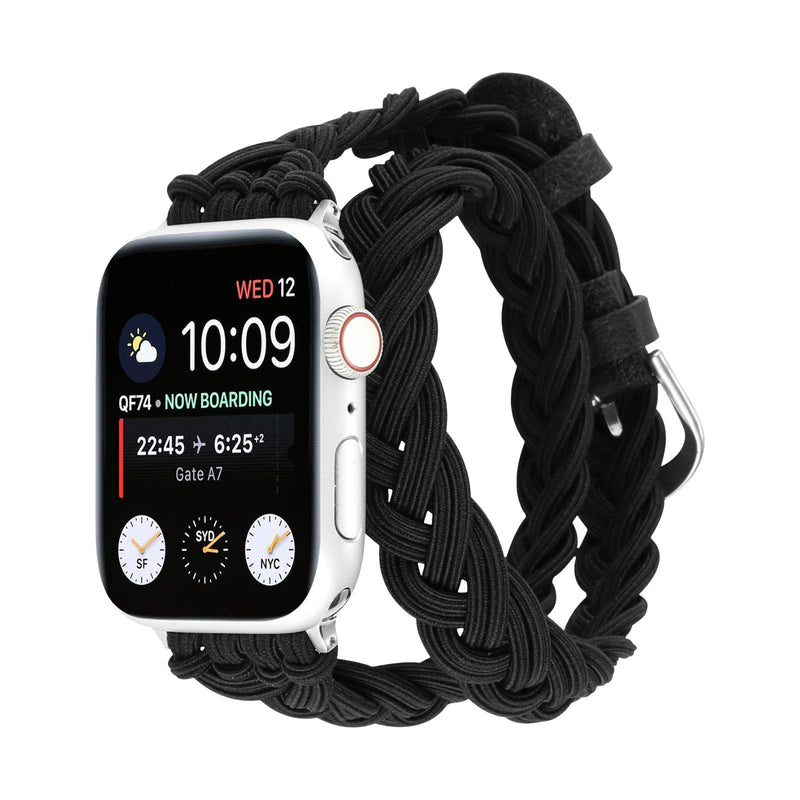 Braided Apple Watch bracelet, double wrap in nylon, ardillon buckle for women, elegant and comfortable accessory, Abzine model