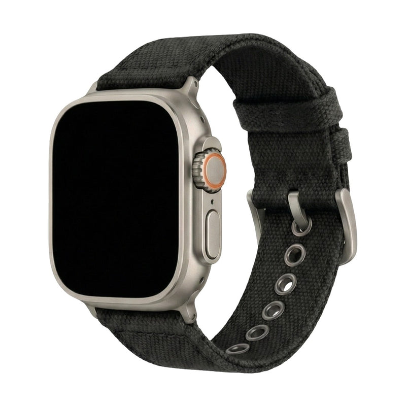 Apple Watch Armband aus dickem, doppellagigem Gewebe, robuster Stil, Stahlschließe, langanhaltender Tragekomfort am Handgelenk, Modell Jeffrey