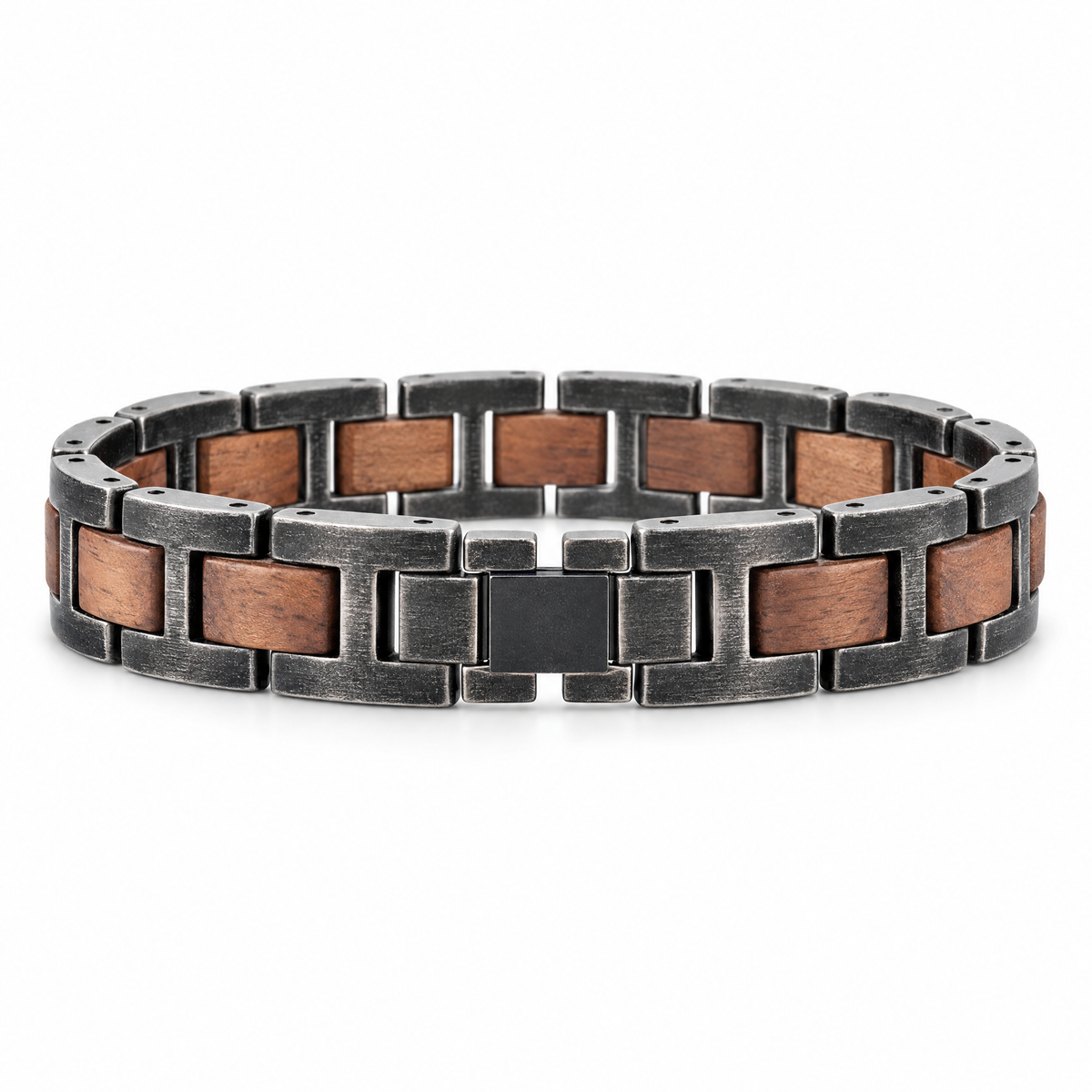 Packshot studio bracelet Alphonse Noir et marron, vue de face sur fond blanc — 8 octobre 2026