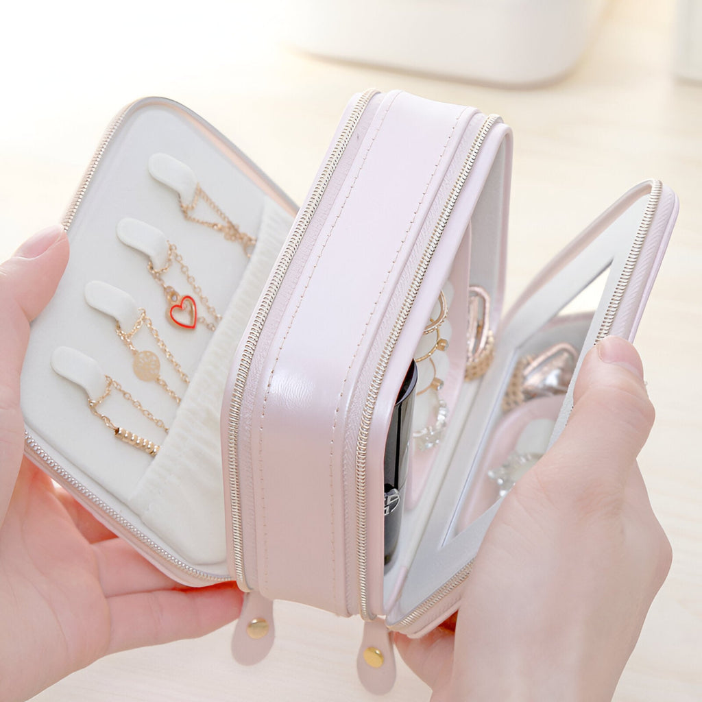 Boîte à bijoux nomade, à double fermeture éclair, modèle Rocio - La Boutique du Bracelet