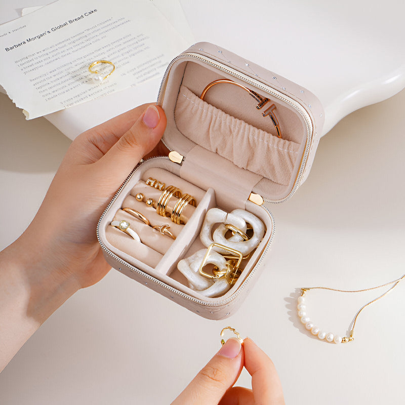 Caja de joyas portátil con strass, modelo Mireille