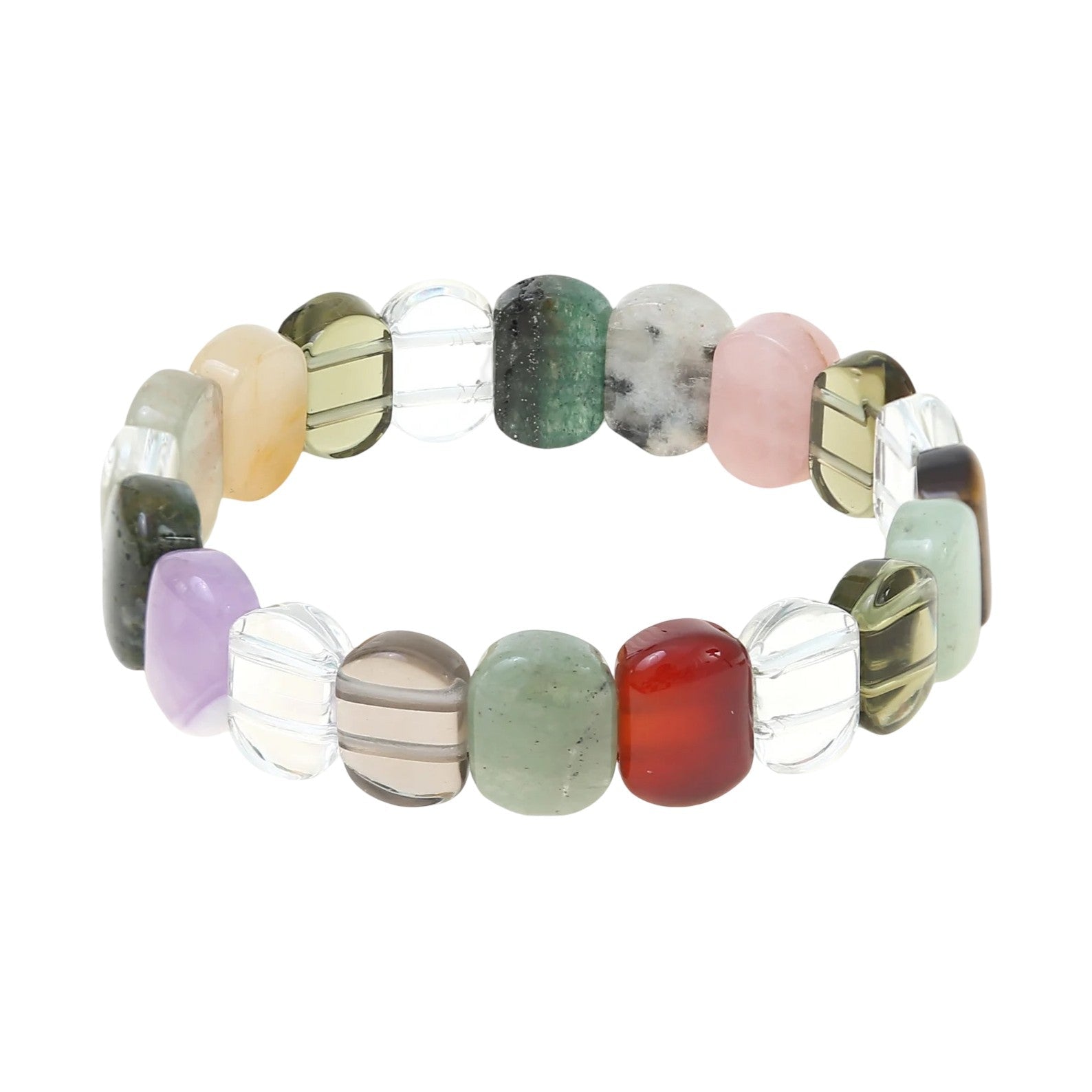 7 Chakras Bracelet with Natural Stones, Genuine Gemstone Beads for Women, Energy Balance Jewelry, Elastic Healing Bracelet, Semi-Precious Stones Alignment, Aneska Model