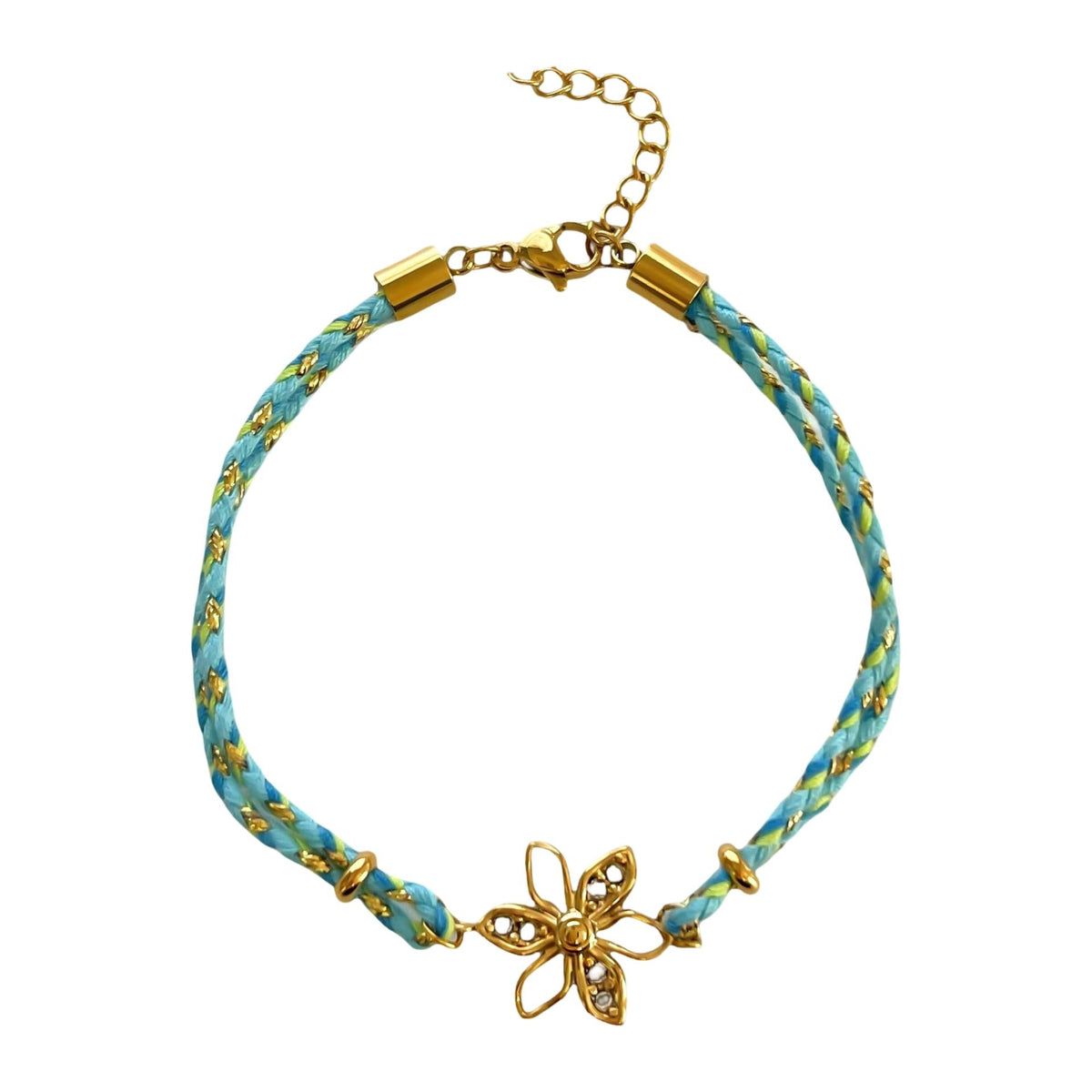 Bracelet Ajustable en Nylon Tressé, Pendentif Doré Scintillant, Acier Inoxydable et Zirconium, Bijou Élégant pour Femme, modèle Alira