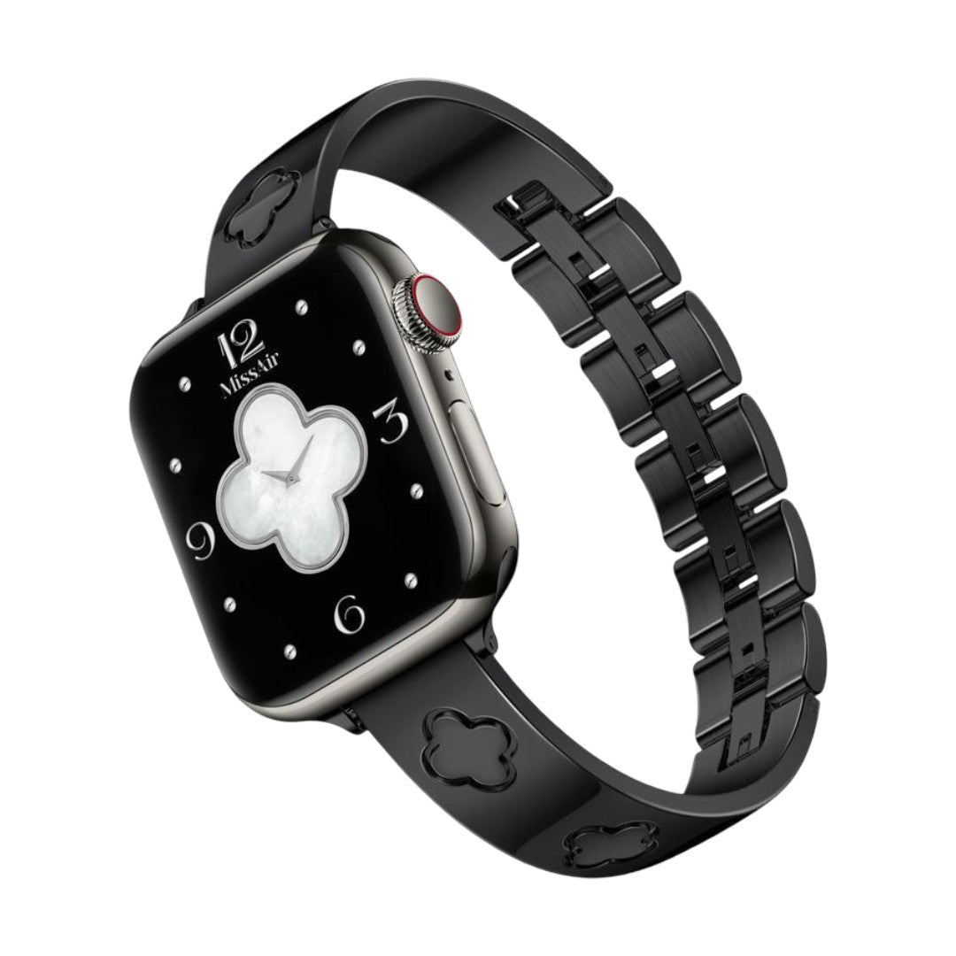 Apple Watch Stainless Steel Bracelet with Clover Design, Elegant Bangle Bracelet for Apple Smartwatch, Tréfa Model