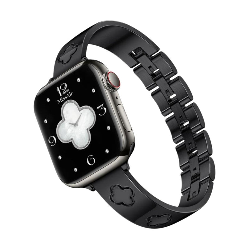 Bracelet Apple Watch acier inoxydable motif trèfle, bracelet jonc élégant pour montre connectée Apple, modèle Tréfa