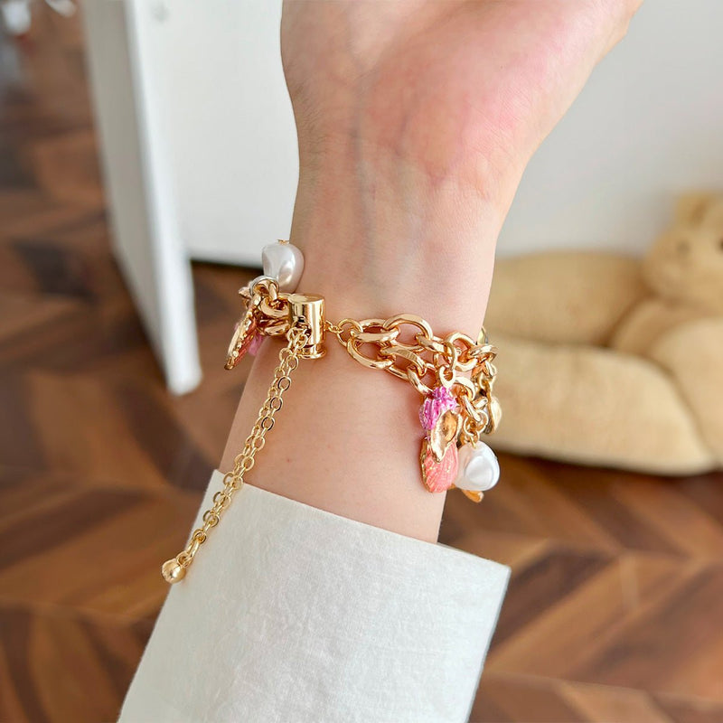 Bracelet Apple Watch, aux charms marin, or ou argent, été printemps, modèle Marina - La Boutique du Bracelet