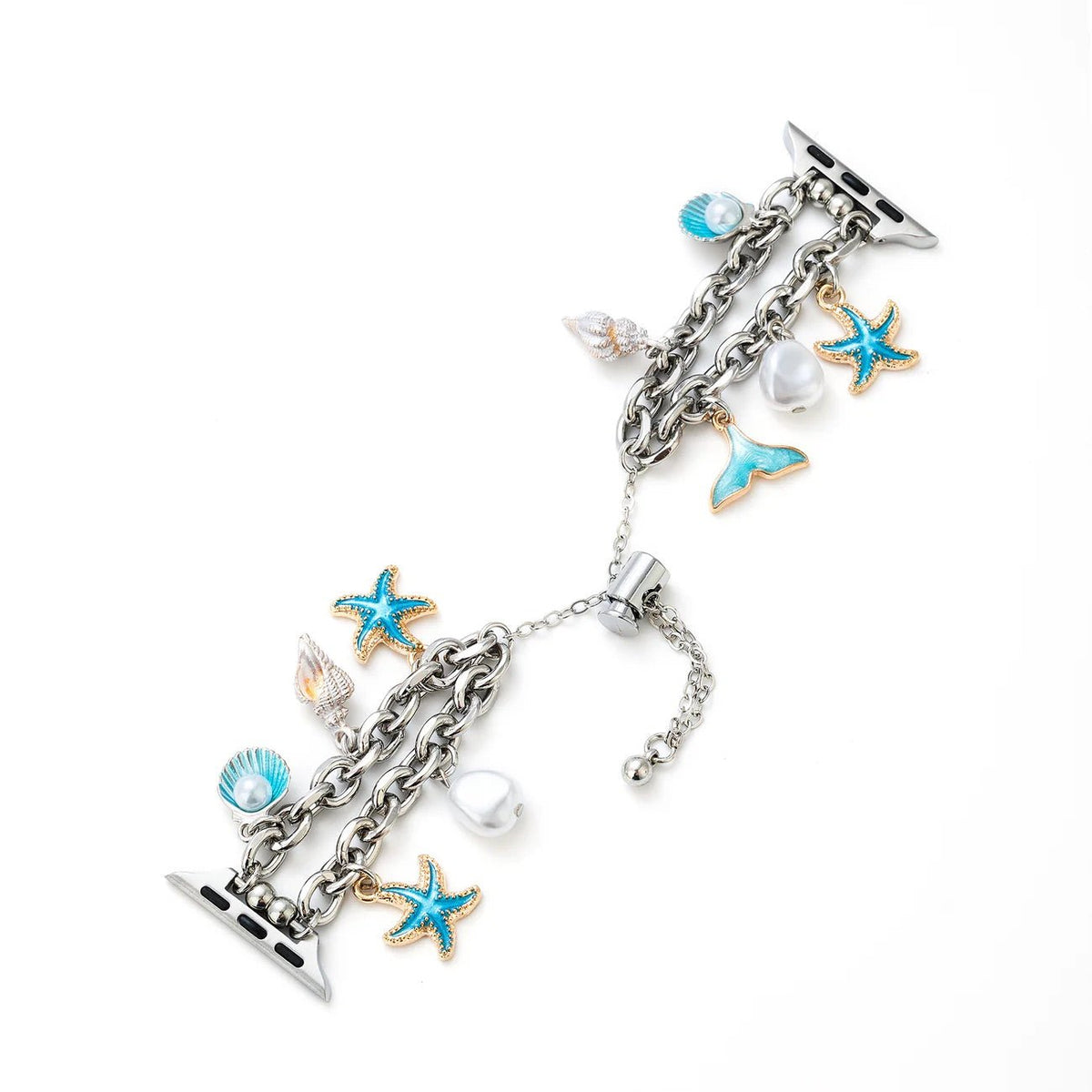 Bracelet Apple Watch, aux charms marin, or ou argent, été printemps, modèle Marina - La Boutique du Bracelet