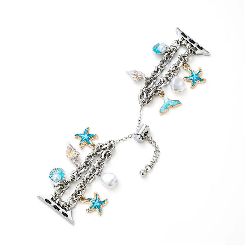 Bracelet Apple Watch, aux charms marin, or ou argent, été printemps, modèle Marina - La Boutique du Bracelet