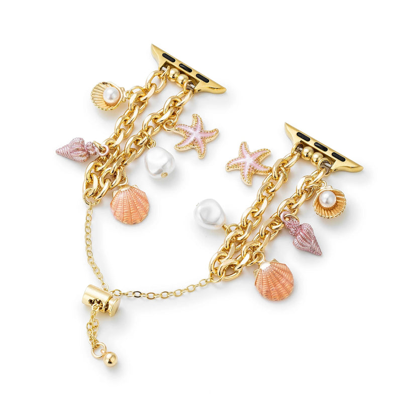 Bracelet Apple Watch, aux charms marin, or ou argent, été printemps, modèle Marina - La Boutique du Bracelet