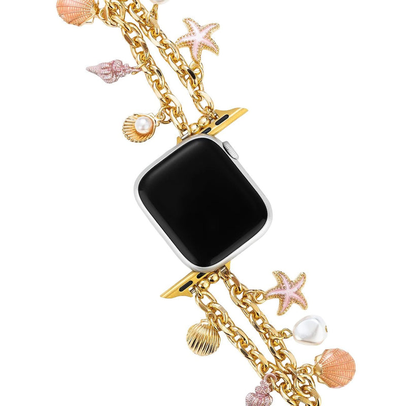 Bracelet Apple Watch, aux charms marin, or ou argent, été printemps, modèle Marina - La Boutique du Bracelet