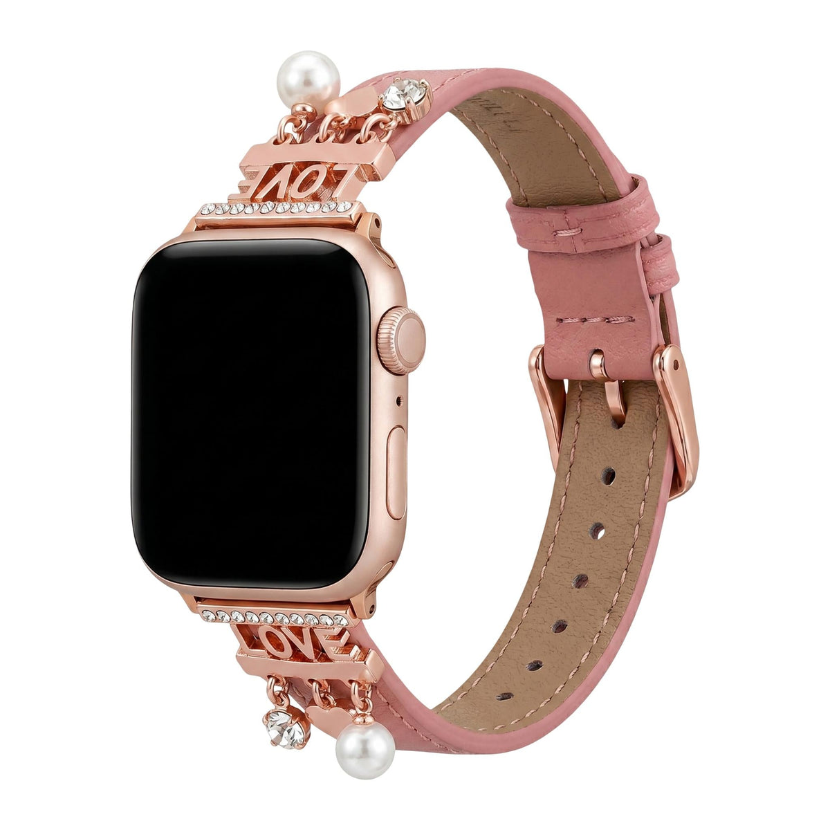 Κομψό βραχιόλι Apple Watch με λαμπερά γούρια για λαμπερή εμφάνιση, αγάπη και καρδιές, μοντέλο Erdia