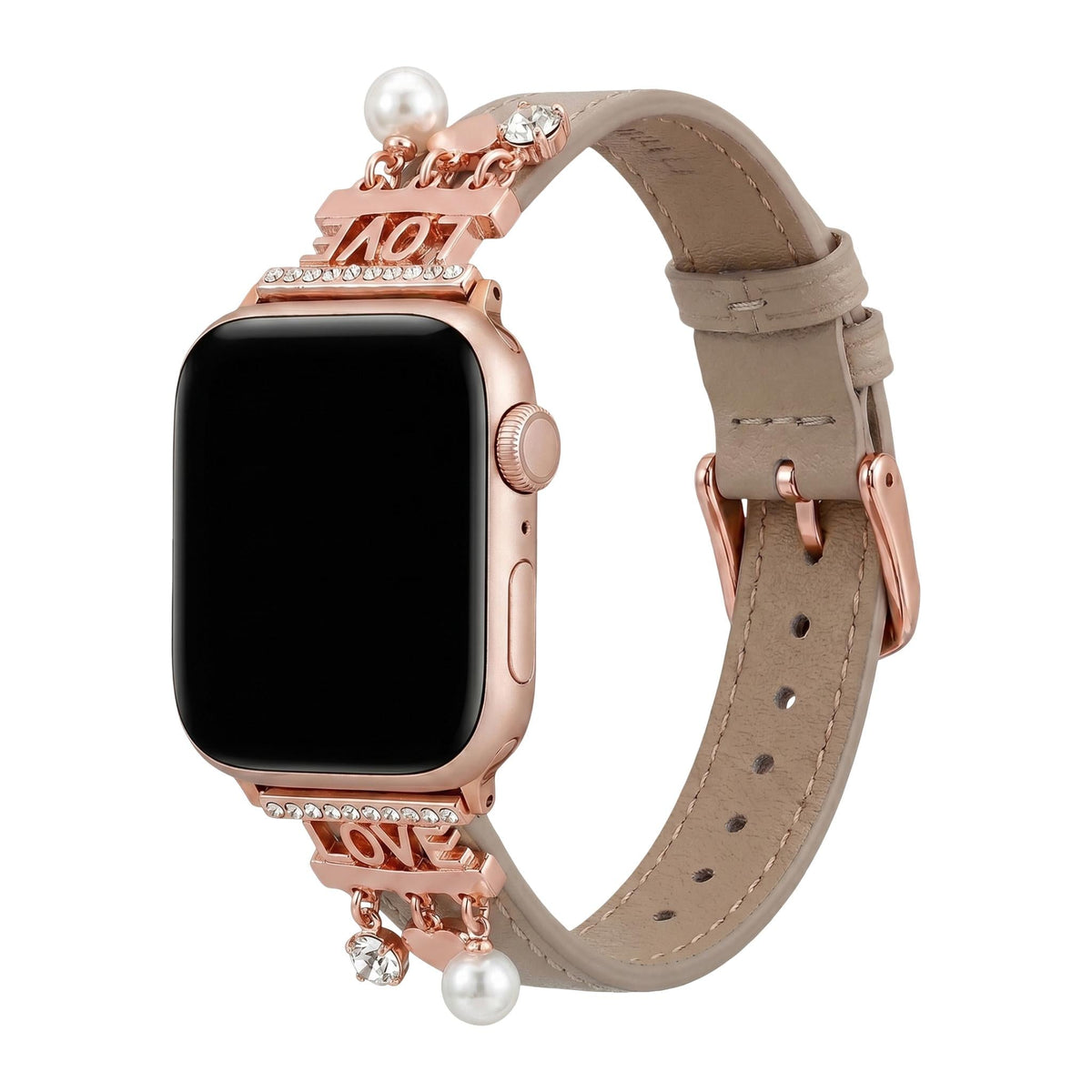 Κομψό βραχιόλι Apple Watch με λαμπερά γούρια για λαμπερή εμφάνιση, αγάπη και καρδιές, μοντέλο Erdia