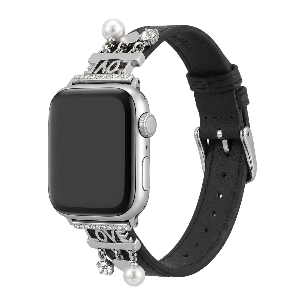 Κομψό βραχιόλι Apple Watch με λαμπερά γούρια για λαμπερή εμφάνιση, αγάπη και καρδιές, μοντέλο Erdia
