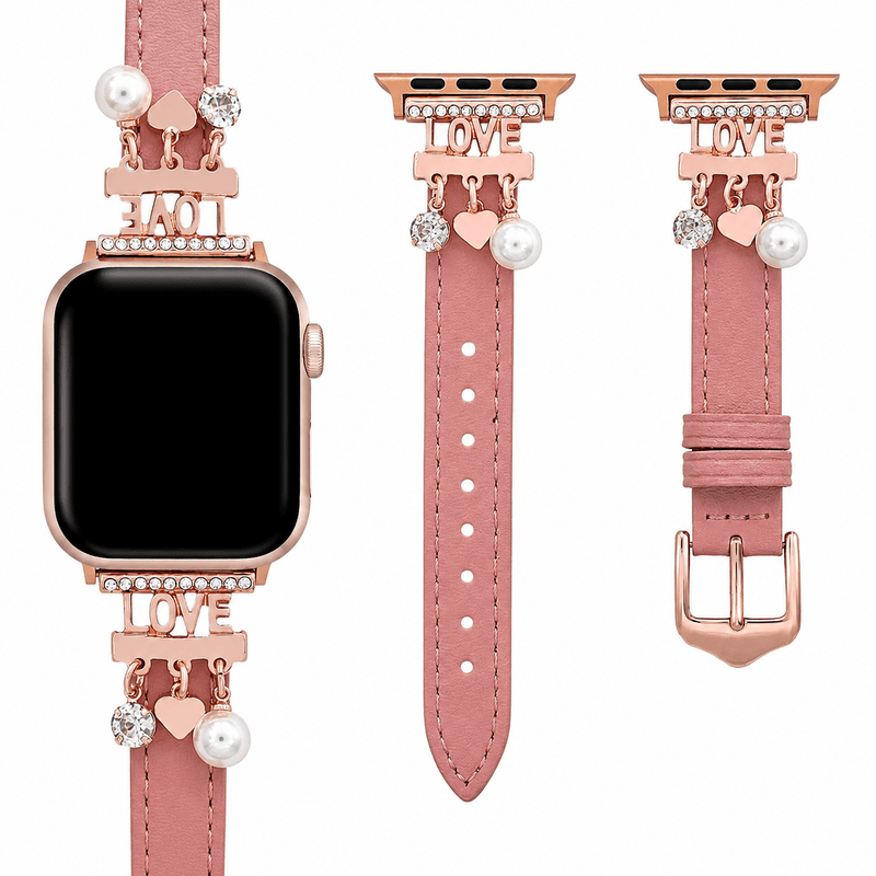 Elegantní náramek Apple Watch s třpytivými přívěsky pro zářivý vzhled, láska a srdce, model Erdia