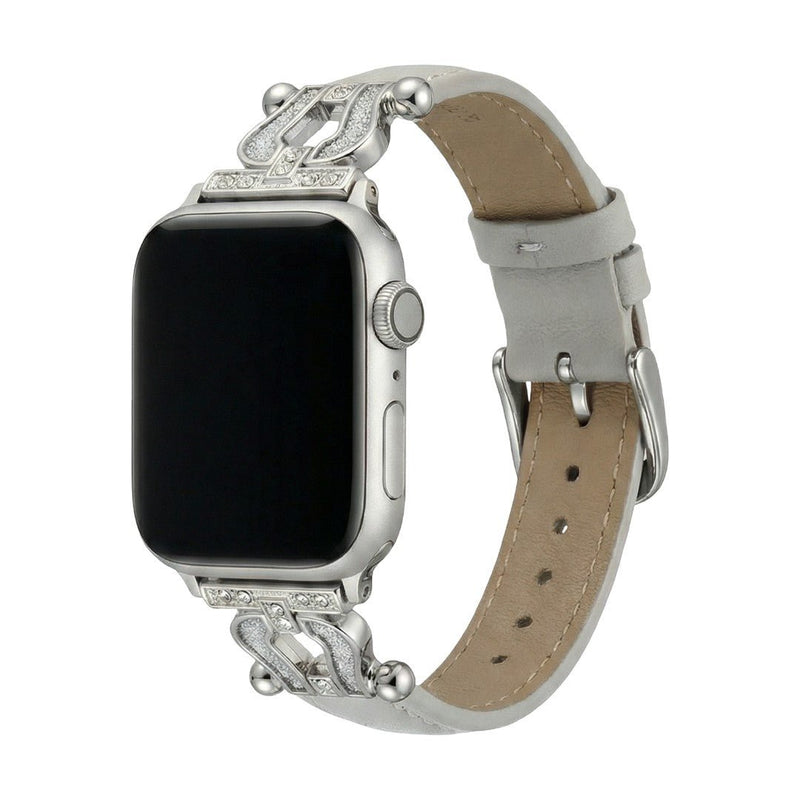 Apple Watch læderarmbånd i førsteklasses kvalitet med funklende hestesko, justerbart, elegant udseende, model Ustelle