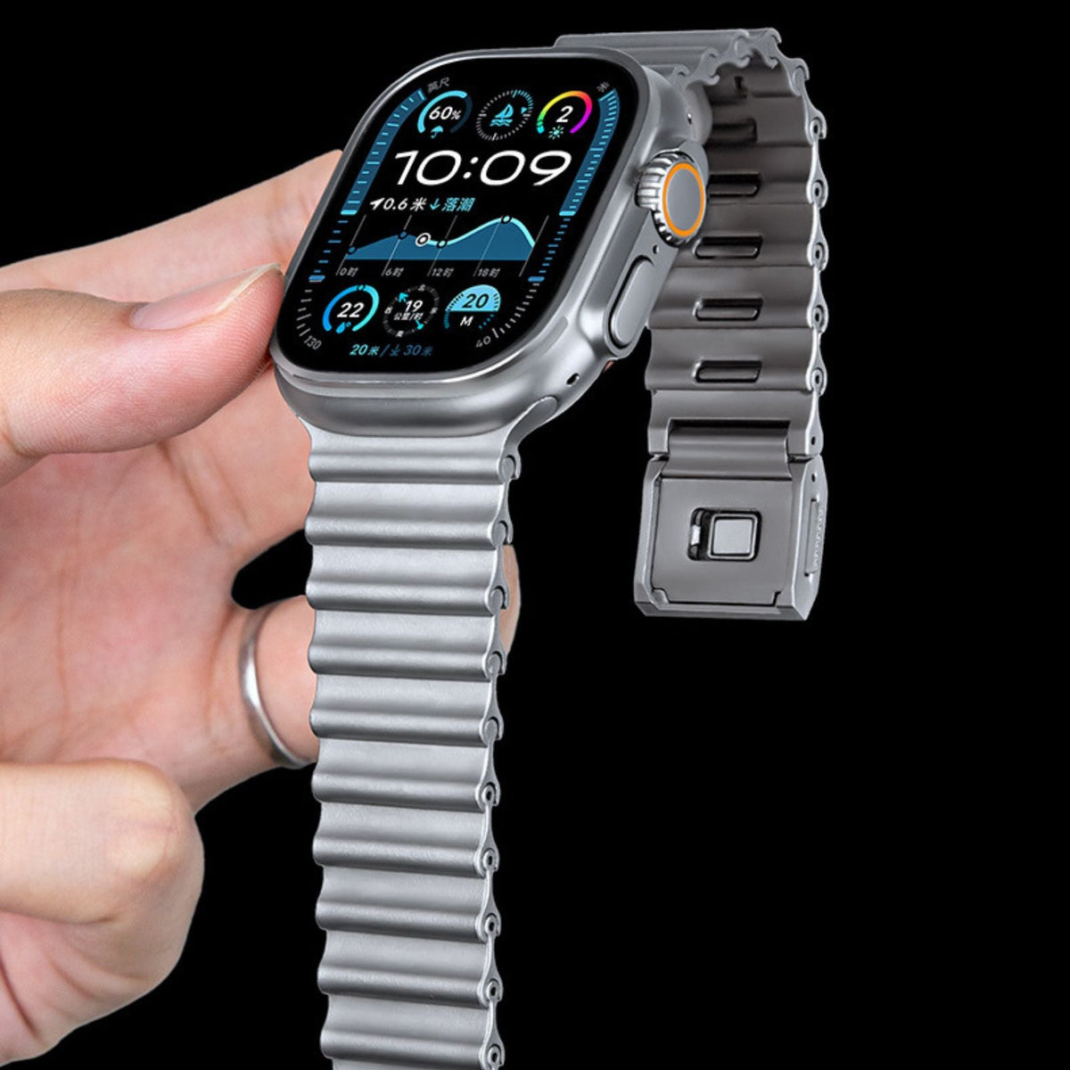 Bracciale per Apple Watch in acciaio inox, maglia marina, chiusura magnetica, modello Jisey