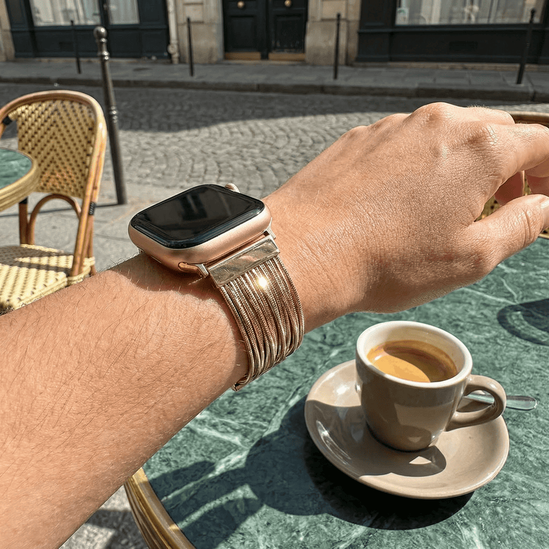 Bracelet Apple Watch, en acier inoxydable, pour femme, modèle Lorena