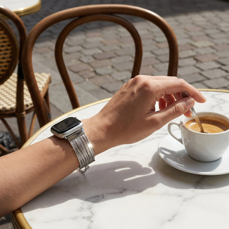 Bracelet Apple Watch, en acier inoxydable, pour femme, modèle Lorena