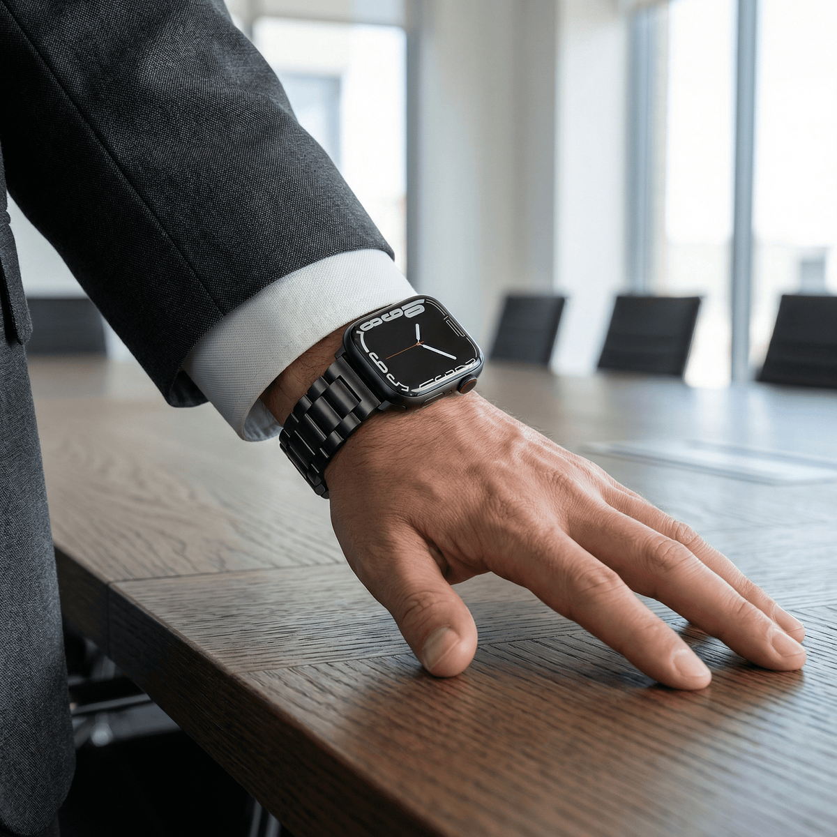 Apple Watch Bracelet in Stainless Steel, Three-Link Mesh, Kino Model