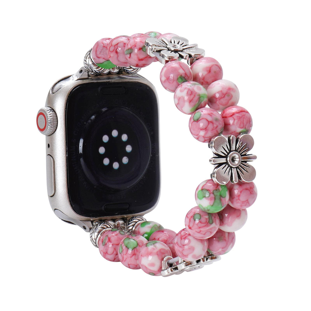 Apple Watch-armbånd i ægte agat, farverige naturperler, behagelig elastik til kvinder, elegant håndledssmykke, model Rodra