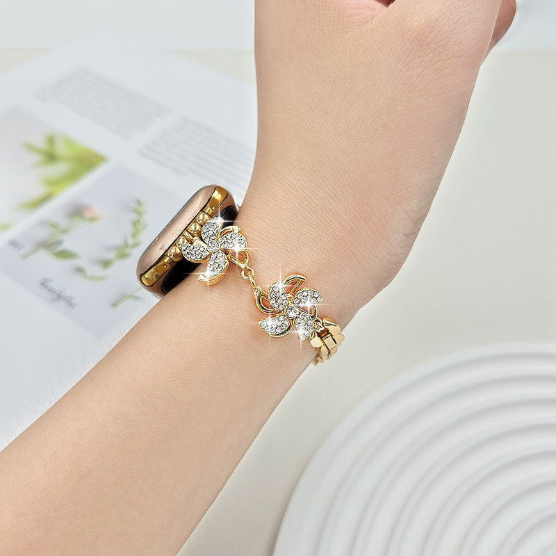 Apple Watch Bracelet in Metal Alloy, Rotating Lotus Flower Fidget, Adjustable Clip Links, for Women, Lossia Model