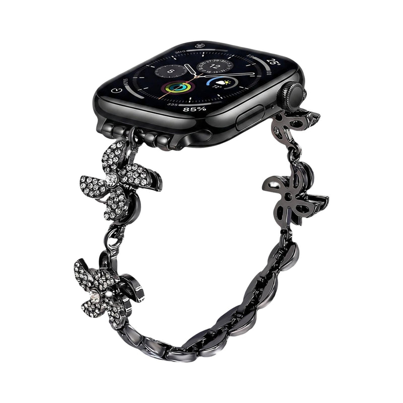 Apple Watch Bracelet in Metal Alloy, Rotating Lotus Flower Fidget, Adjustable Clip Links, for Women, Lossia Model