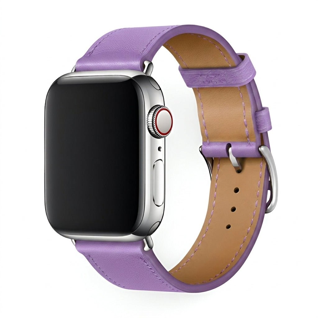 Apple Watch Bracelet in Calfskin Leather, Contrasting Stitching, Pin Buckle Clasp, Krynn Model