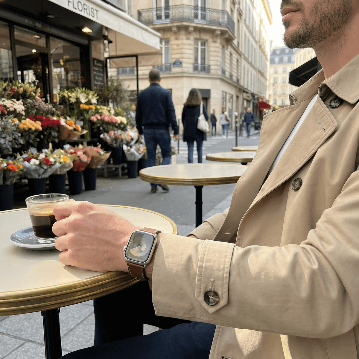 Βραχιόλι για Apple Watch, μαγνητικό κούμπωμα δύο τμημάτων, ραφές τύπου σελλιέ, μοντέλο Ozias
