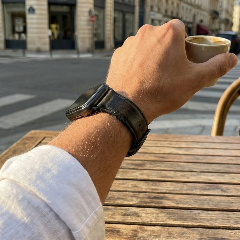 Bracelet Apple Watch en cuir, style business élégant, adapté au quotidien, modèle Ernest