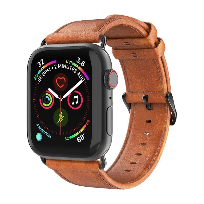 Bracelet Apple Watch, surpiqûres contrastées, boucle ardillon, style business, modèle Ernest