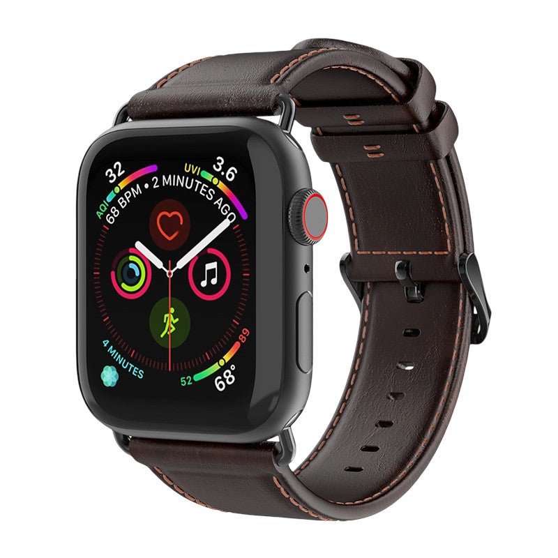Bracelet Apple Watch, surpiqûres contrastées, boucle ardillon, style business, modèle Ernest