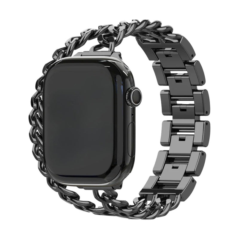 Bracelet Apple Watch en métal, maille gourmette double tour, élégant et moderne, fermoir sécurisé, modèle Phipa