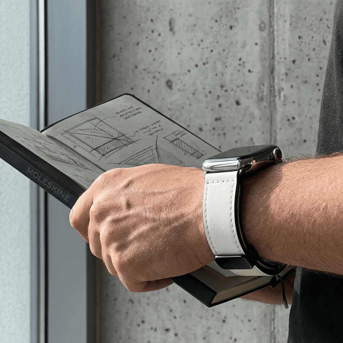 Apple Watch Bracelet, silicone and leather-look, magnetic clasp, Kaelith model