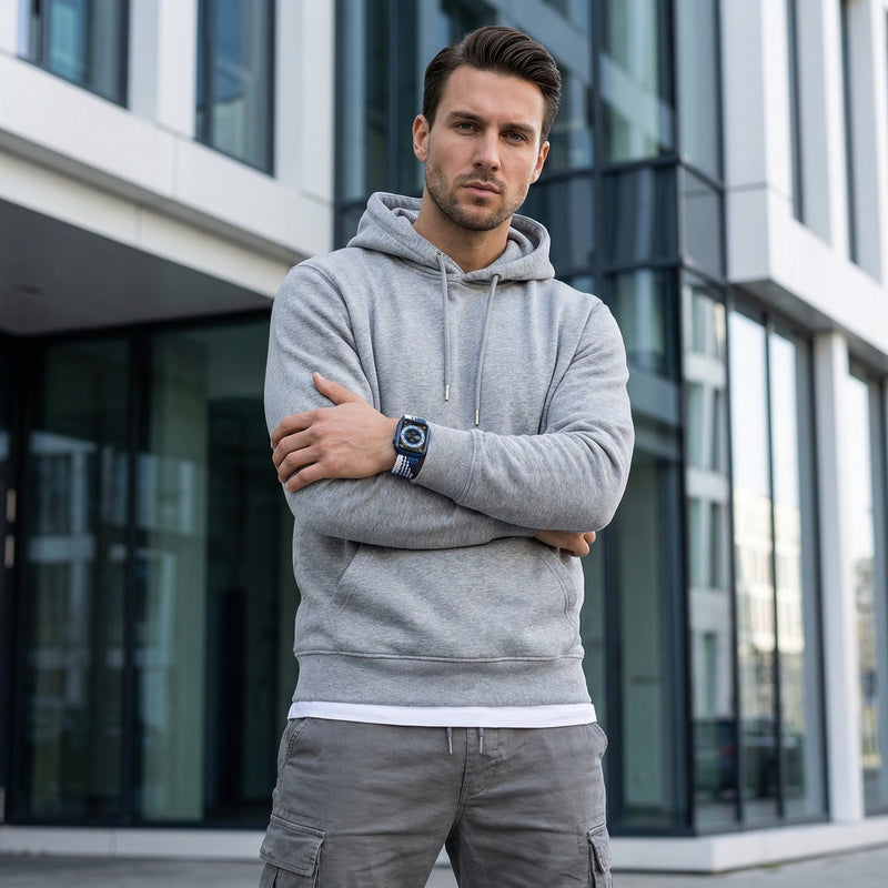 Bracelet Apple Watch, en nylon à motif, mixte, boucle tactique, modèle Nélo