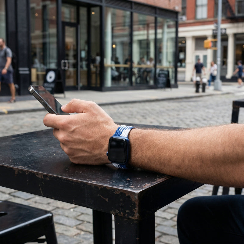 Bracelet Apple Watch, en nylon à motif, mixte, boucle tactique, modèle Nélo