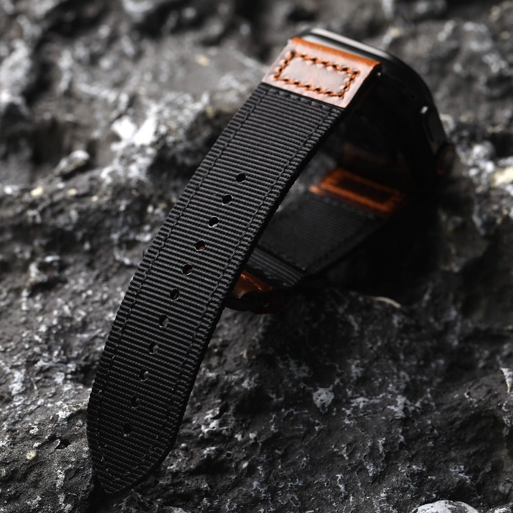 Λουράκι Apple Watch από χοντρό νάιλον με δερμάτινες λεπτομέρειες, άνετη εφαρμογή και έντονος χαρακτήρας, μοντέλο Josua