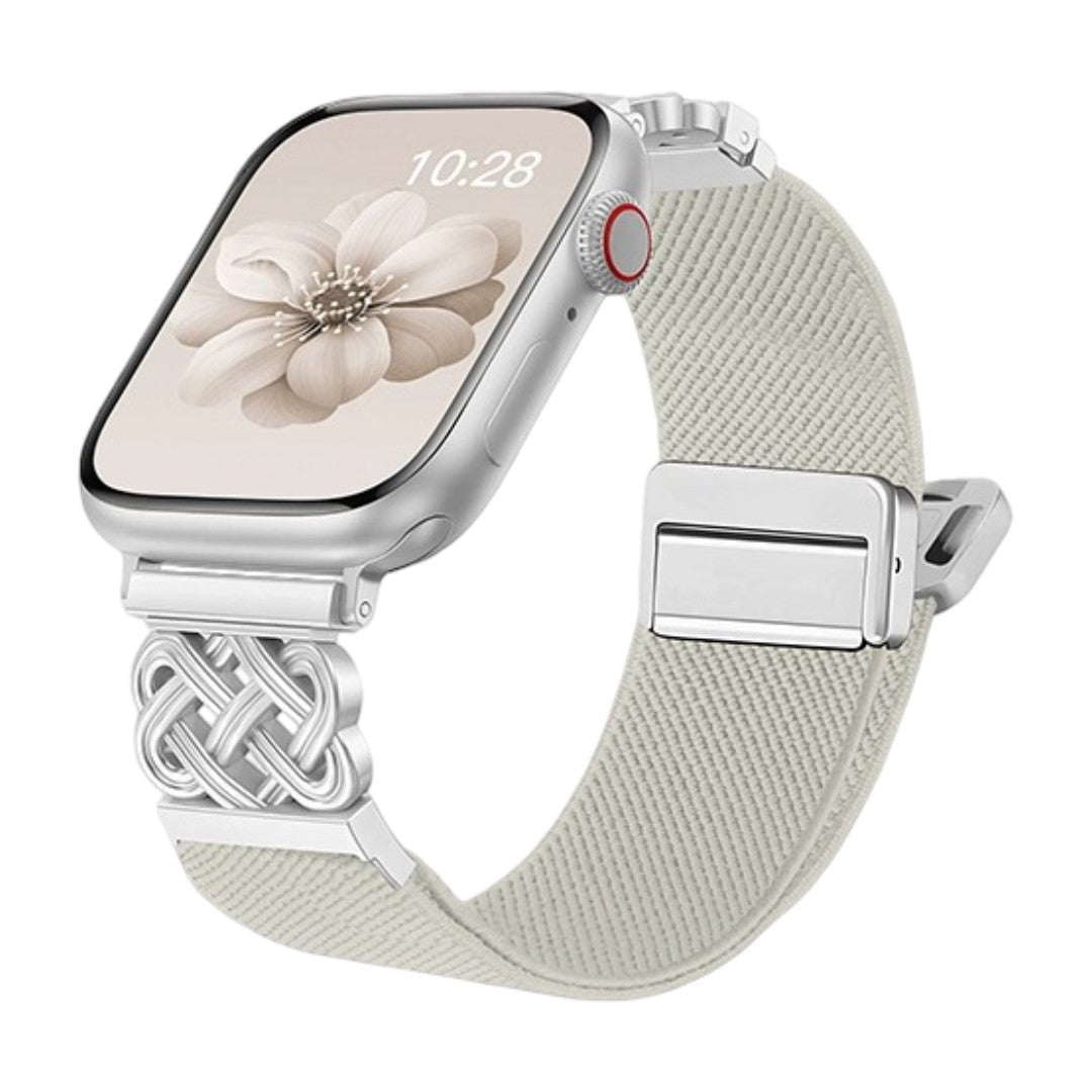 Bracelet Apple Watch en nylon tissé, motif nœud celtique infini, boucle magnétique, style élégant, modèle Louison