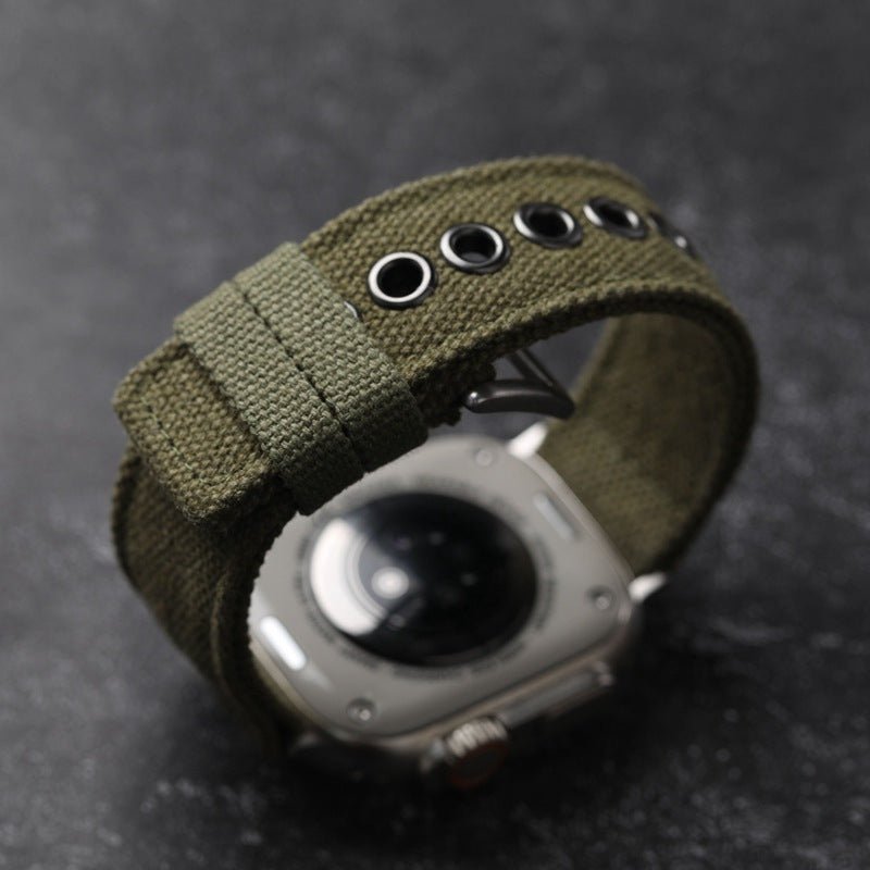 Apple Watch Bracelet in Double-Layer Canvas, Steel Pin Buckle, Jeffrey Model